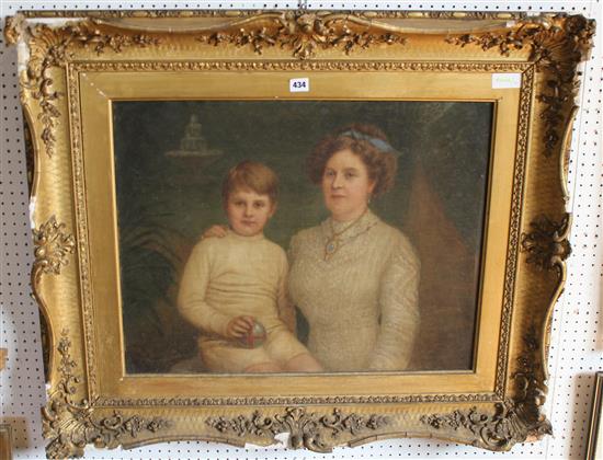 Fleline G.Yonis, Portrait of mother and son, oil